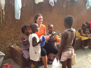 Secondary Education Major, Alexis Folkerts, interacting with children in Sierra Leone, West Africa